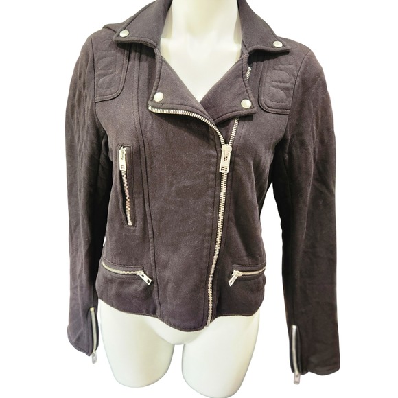 AllSaints black moto zip jacket US size 8 womens - Picture 1 of 8